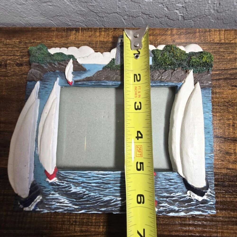 3D Lighthouse Nautical With Sailboats Frame Resin Design Holds 4 x 3 Inch Photo - Picture 13 of 15